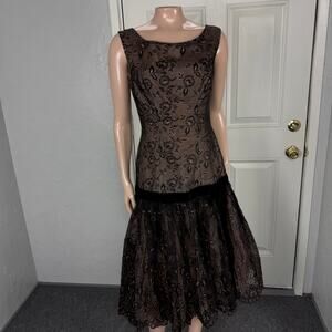 Vintage 50's 60s Nicholas Ungar Dress Acetate Floral Party Formal Evening YY25